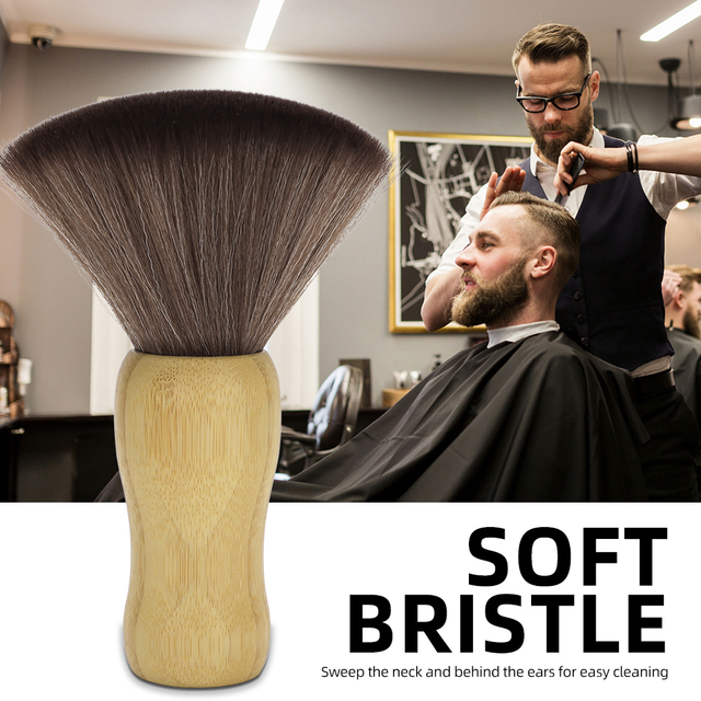 Soft Nylon Barber Brush Custom Logo Salon Neck Cleaner Wooden Handle Custom Neck Duster