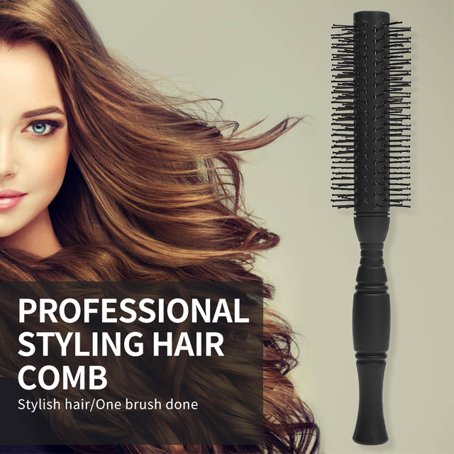 Custom Logo Round Nylon Hair Brush with Salon Home Use Wood Handle Common Comb
