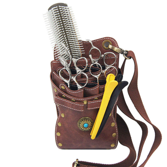 PU Leather Classical Style Salon Barber Scissors Bag Scissor Clips Shears Bags Tool Hairdressing Holster Pouch Holder Case Belt
