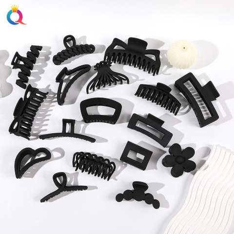 1PC Korean Black Large Hair Claws Elegant Acrylic Hairpins Barrette Crab Hair Clips Headwear For Women Girls Hair Accessories