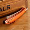 Vintage Wood Handle Straight Edge Stainless Steel Barber Razor Folding Shaving Knife