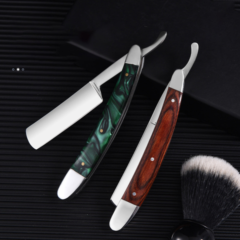 Wooden Handle Manual Shaving Razor Super Sharp Classical Stainless Steel Barber Shaver Hair Knifes