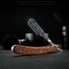 Wooden Trimmer Manual Shaver Professional Straight Edge Stainless Steel Sharp Barber Razor Folding Shaving Knife Shave Beard Cut