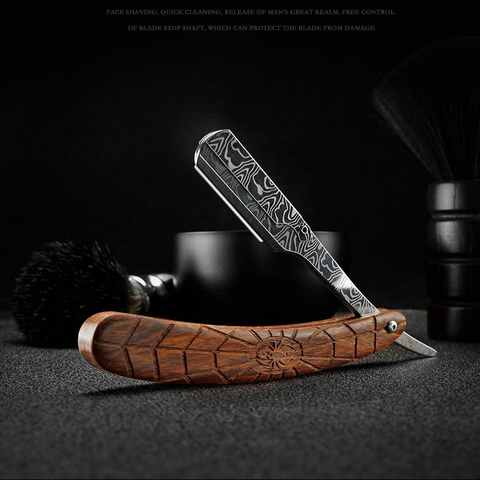 Wooden Trimmer Manual Shaver Professional Straight Edge Stainless Steel Sharp Barber Razor Folding Shaving Knife Shave Beard Cut