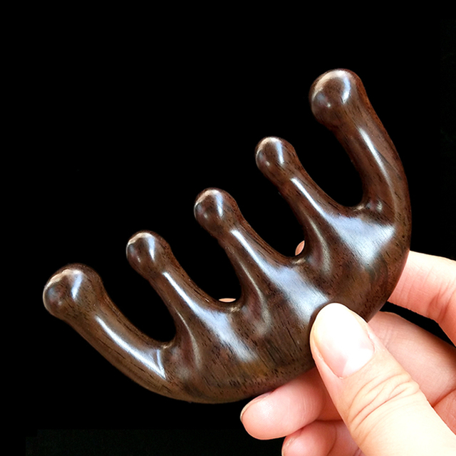 Wood Therapy Massage Comb Head Face Scalp Gua Sha Massager Natural Facial Sandalwood Wide Tooth Guasha Scraping Body Massage