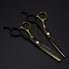 professional JP 440c steel 6 inch black gold hair cutting scissors haircut thinning barber cut shears tools Hairdresser scissors