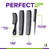 4 Piece Professional Comb Set Black - USA MADE - Fine Pro Tail Combs, Dresser Hair Comb Styling Comb 