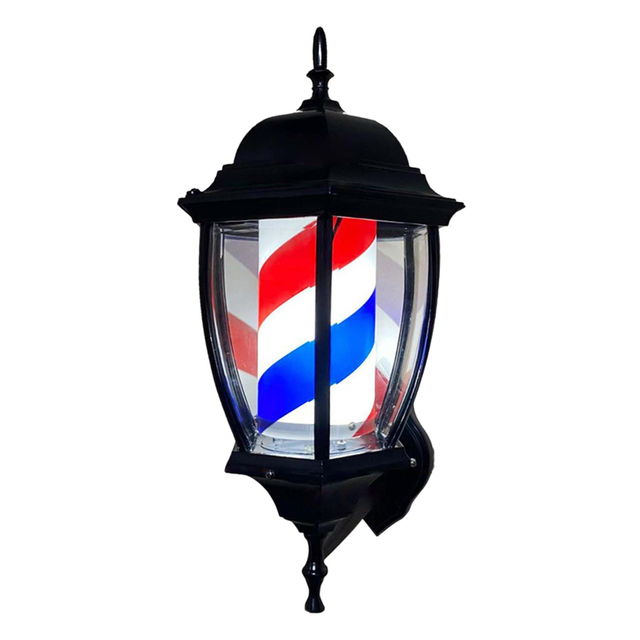 Barber Pole Light Rotating Rainproof Lighting Neon Signs Hair Salon Open Signs Mount Classic Red Stripes Outdoor