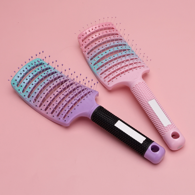 Boar Bristle Fluffy Shape Comb Set Curved Detangling Hair Brush Curved Styling Hair Brush