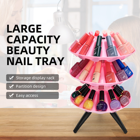Salon Beauty Portable Nail Polish Shelf Pink Multi layer Display Stand Cosmetics Nail Polish Storage Rack