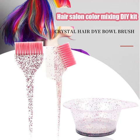 3pcs Salon Hair Coloring Dyeing Kit Hair Dye Brush And Bowl Set Tint Coloring Dye Bowl Comb Brush Home Salon Hair Coloring Tint Bowl