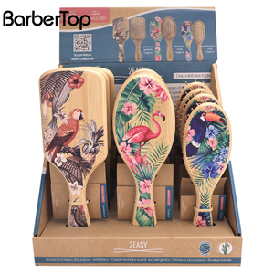 Natural Print Wood Hair Brush Paddle Detangling Hair Brush Comb Set With Gift Box for Women