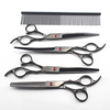 5 kit Japan steel 7 '' black pet dog grooming hair cutting scissors dog thinning barber haircut shears hairdresser scissors set