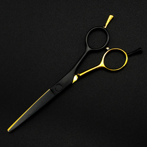 professional Japan 440c 5.5 '' Gold&black hair cutting scissors haircut thinning barber haircutting shears Hairdresser scissors