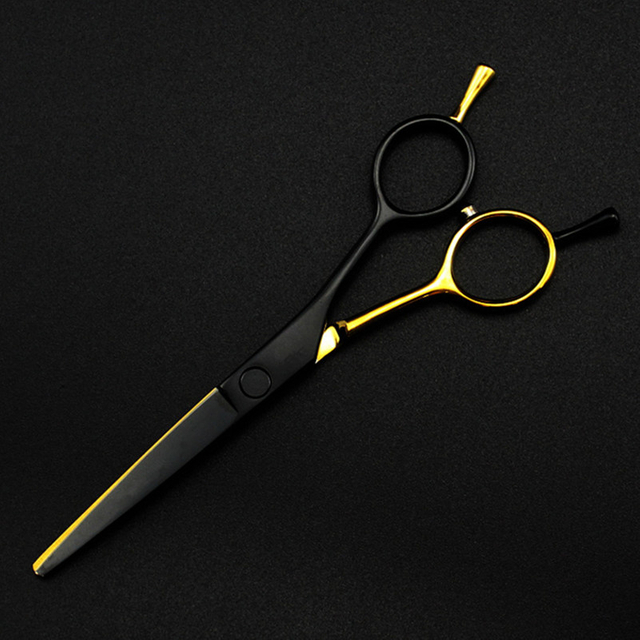 professional Japan 440c 5.5 '' Gold&black hair cutting scissors haircut thinning barber haircutting shears Hairdresser scissors