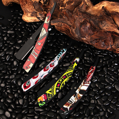 Colourful Professional Manual Shaver Straight Edge Stainless Steel Sharp Barber Razor Folding Shaving Beard Cutter Gift 4 Color