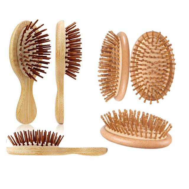 1PCS Bamboo Hair Brush Airbag Paddle Massage Combs Solid Wood Cushion Anti-Static Scalp Brush Hair Care Healthy Massager Comb