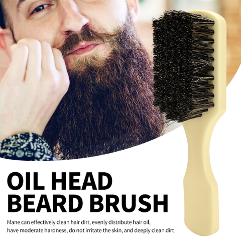 Boar Bristle Beard Brush Anti-slip Handle Shaving Comb Oil Head Beard Brush for Men