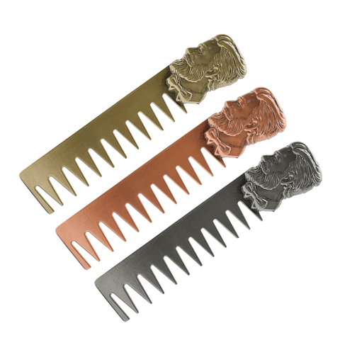 Steel Carved Men Beard Oil Head Comb