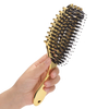 Barber Hollow Out Design Electroplate Soft Bristle Paddle Nylon Hair Brush Comb