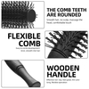 Custom Logo Round Nylon Hair Brush with Salon Home Use Wood Handle Common Comb