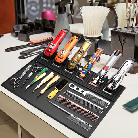 Barbershop Non-slip PU Mat High Quality Hairdressing Tools Display Magnetic Mat Barber