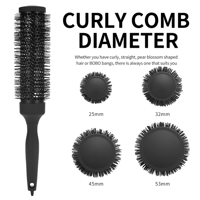 Salon Profession Aluminum Comb Round Hair Brush Hairdressing Styling Hair Curling Comb