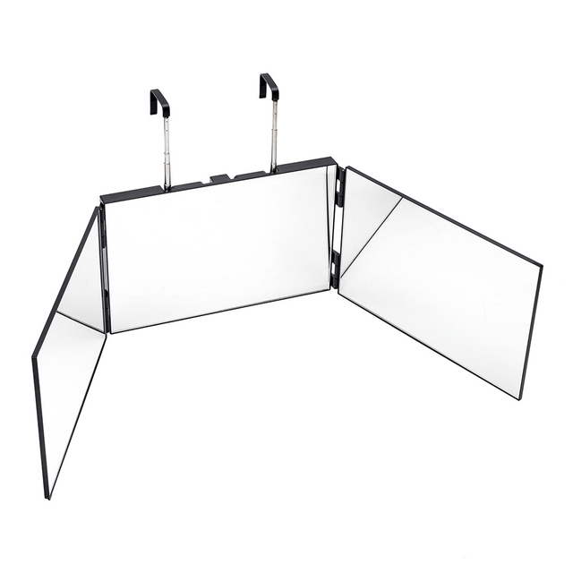 New Adjustable 3 Way Mirror Trifold Mirror Self Hairdressing Mirror Three-fold Mirror Hair Cutting And Styling DIY Haircut Tool