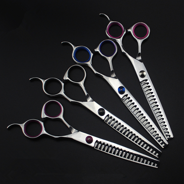 Professional Japan 440c 7 '' Pet Dog Grooming Fishbone Hair Thinning Scissors Dog Barber Haircutting Shears Hairdresser Scissors