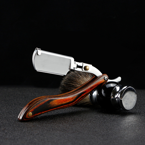 Wooden Trimmer Manual Shaver Professional Straight Edge Sharp Barber Razor Folding Shaving Knife Shave Beard Cut Gift