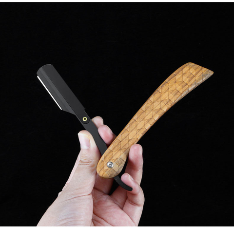 New Wood Handle Stainless Steel Folding Razor Hair Salon Hairdressing Shaver Barber Knife Holder Gift giving