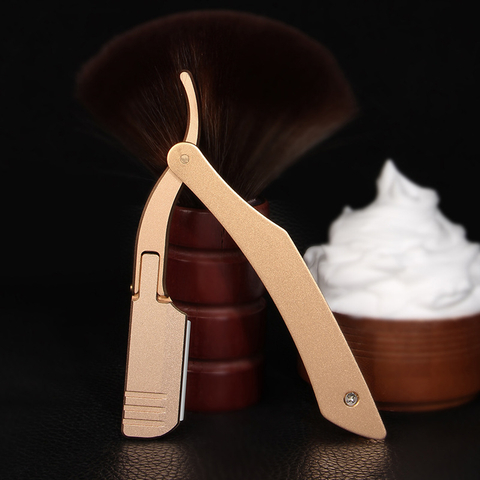 New Men's Straight Hairdresser Razor Hair Removal Shaving Aluminium Alloy Armpit Hair Folding Razor Hair Removal Tool