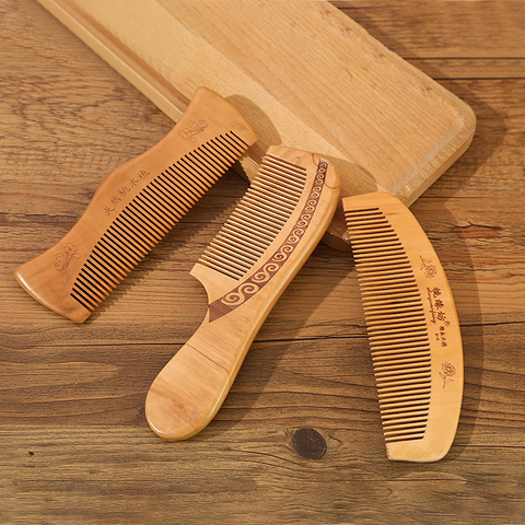 Natural Peach Wood Anti-Static Massage Comb Tooth Massage Classic Comb