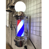 Barber Pole LED Light Rotating Wall Mount Rainproof Stripes with Ball Hair Salon Sign Light for Indoor Outdoor Party