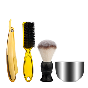 4pcs/set Razor Brush Beard Comb Stainless Steel Bubble Bowl Barber Tool Manual Classic Razor Gift Hairdressing Manual Shaver