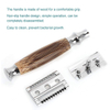 Classic Razor Wooden Handle Holder Men 's Shaving Face Razor Double Blades Safety Stainless Steel for Men Barber Straight Gift