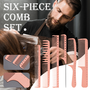 Pink 6pcs Straight Hair Cutting Comb Salon Hair Styling Hairdressing Comb Set for Barber