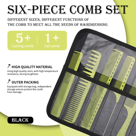 Hairdressing Salon Large Wide Tooth Comb Set Hair Style Head Styling Common Comb 6 Pcs
