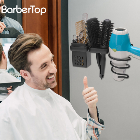 Barber Salon Bathroom Wall Mounted Hair Tool Organizer Hair Dryer Storage Holder
