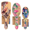 Natural Print Wood Hair Brush Paddle Detangling Hair Brush Comb Set With Gift Box for Women