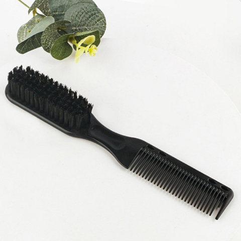 Double-sided Comb Brush Black Small Beard Styling Brush Professional Shave Beard Brush Barber Vintage Carving Cleaning Brush