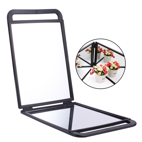 Foldable Double Sided Salon Barber Hand Mirror with Comfy Grip Twin Handles