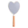 1pc Makeup Mirror Wooden Handle Handheld Cosmetic Mirror Heart Shape Fan Shape Mirror Round Square Mirror Salon Makeup Mirror