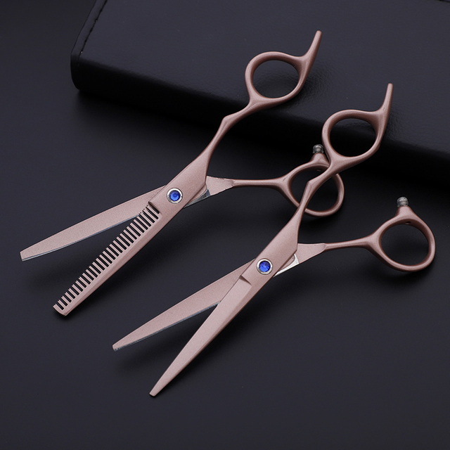 Professional Japan 440c 6 '' Rose Gold Hair Scissors Haircut Thinning Barber Makas Make Up Cutting Shears Hairdresser Scissors