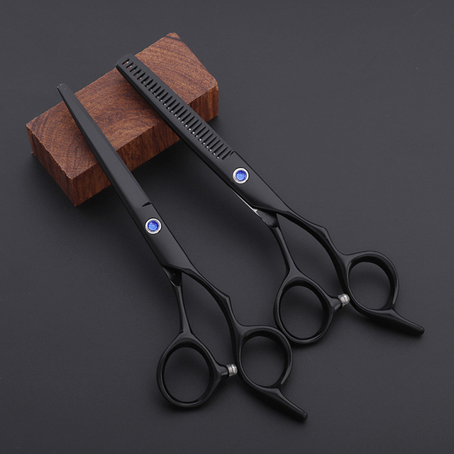 Professional Japan 440c 6 '' Black Cut Hair Scissors Haircut Thinning Barber Makas Make Up Cutting Shears Hairdresser Scissors