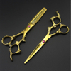 Professional Japan 440c 6 '' gold dragon hair scissors haircut thinning barber haircutting cutting shears hairdressing scissors