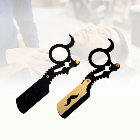 Straight Edge Barber Razor Haircut Beard Eyebrow Shaving Tools Manual Depilation Razor Hairdresser Trimming Blades Ring Shape