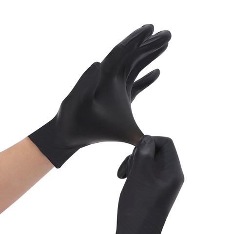 100PCS PVC Powder Free Black Nitrile Gloves Kitchen Household Clean Tool Garden/Barber/Makeup Disposable Waterproof Work Gloves