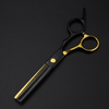 professional JP 440c steel 6 inch black gold hair cutting scissors haircut thinning barber cut shears tools Hairdresser scissors