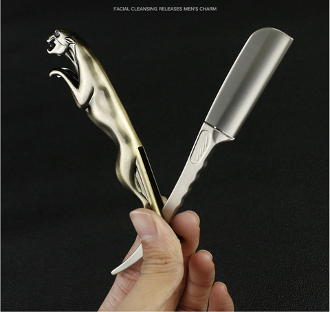 Stainless Steel Folding Shave Knife Handle Beard Straight Razor Hair Dressing Tool Manual Shaving Razor Men Gift
